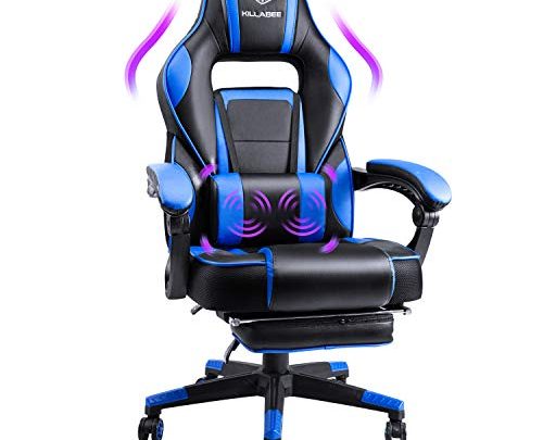KILLABEE Massage Gaming Chair Racing Computer Desk Office Chair High-Back Swivel Recliner Chair with Retractable Footrest and Adjustable Lumbar Support,…