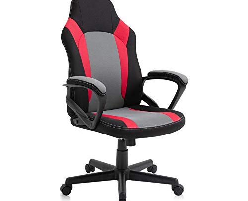 AJS Office Chairs Clearance, Cheap Gaming Chair for Teens, Fabric Computer Desk Chair with Padded Armrests and Height Adjustment (Red)
