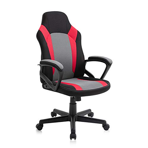 AJS Office Chairs Clearance, Cheap Gaming Chair for Teens, Fabric Computer Desk Chair with Padded Armrests and Height Adjustment (Red)