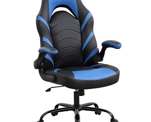 Home Office Chair PC Gaming Chair Adjustable Computer Chair with Lumbar Support PU Leather Rolling Swivel Desk Chair Ergonomic Flip-up…