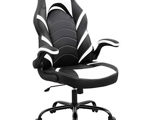 Gaming Chair Racing Office Chair PC Computer Chair with Lumbar Support Flip-up Arms E-Sport PU Leather Task Chair Rolling Swivel…