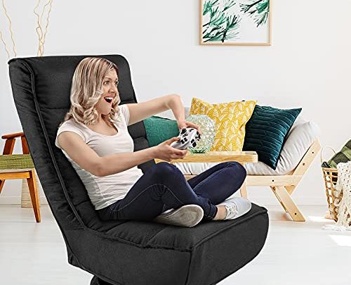 Kealive Floor Gaming Chair,4-Position Adjustable Gaming Floor Chair, 360 Degree Swivel Floor Chair, 330lb Spring Support, Comfortable Folding Floor Chair…