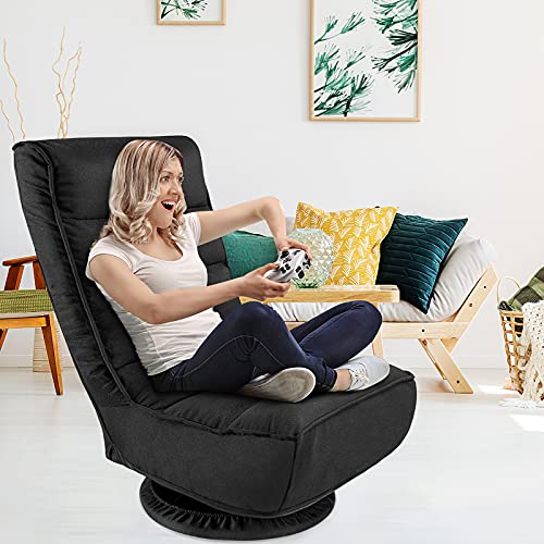 Kealive Floor Gaming Chair,4-Position Adjustable Gaming Floor Chair, 360 Degree Swivel Floor Chair, 330lb Spring Support, Comfortable Folding Floor Chair…