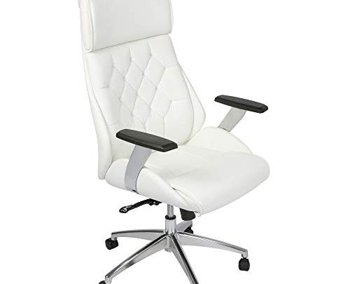 Koreyosh Ergonomic Office Chair, High Back Executive Adjustable Desk Chair Upholstered Swivel Chair Task Home Office Chair with Headrest, White