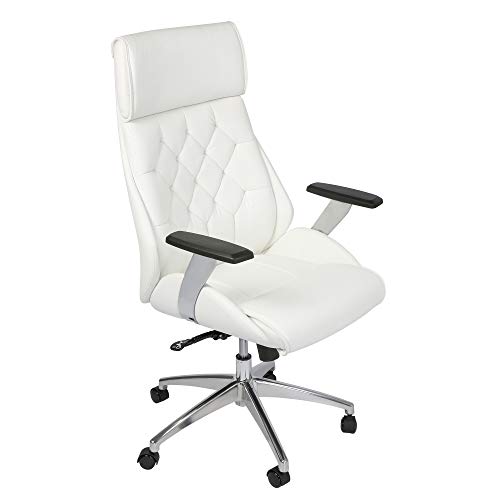 Koreyosh Ergonomic Office Chair, High Back Executive Adjustable Desk Chair Upholstered Swivel Chair Task Home Office Chair with Headrest, White