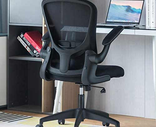 Sytas Office Chair Ergonomic Desk Chair Computer Task Mesh Chair with Flip-up Arms Lumbar Support and Adjustable Height，Black