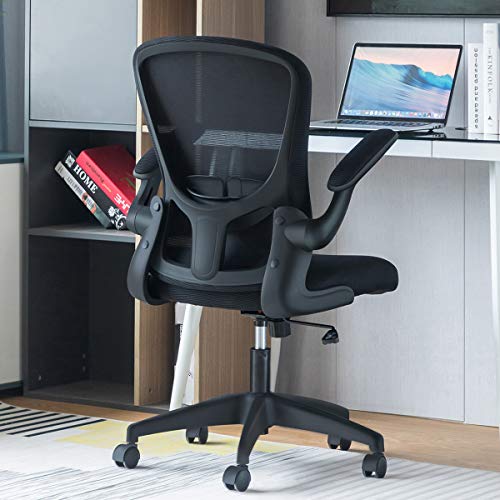 Sytas Office Chair Ergonomic Desk Chair Computer Task Mesh Chair with Flip-up Arms Lumbar Support and Adjustable Height,Black