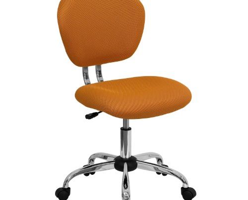 Flash Furniture Mid-Back Orange Mesh Padded Swivel Task Office Chair with Chrome Base