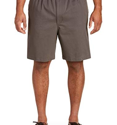 Harbor Bay by DXL Big and Tall Elastic-Waist Twill Shorts-Updated Fit, Charcoal, 2X