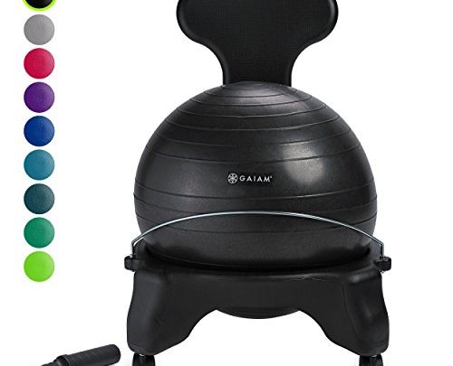 Gaiam Classic Balance Ball Chair – Exercise Stability Yoga Ball Premium Ergonomic Chair for Home and Office Desk with Air…