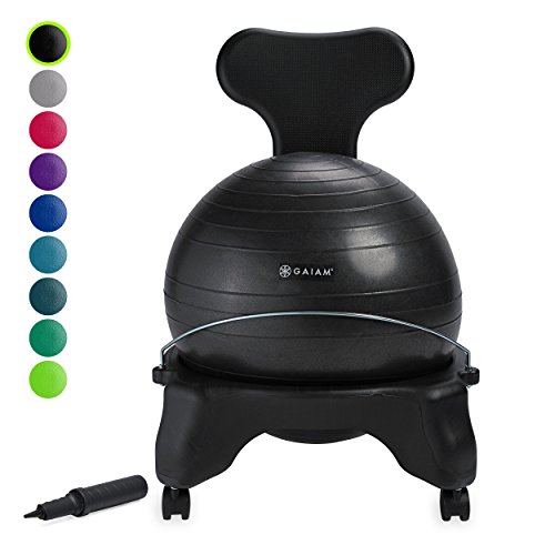 Gaiam Classic Balance Ball Chair – Exercise Stability Yoga Ball Premium Ergonomic Chair for Home and Office Desk with Air…