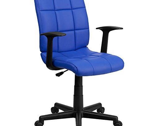 Flash Furniture Mid-Back Blue Quilted Vinyl Swivel Task Office Chair with Arms