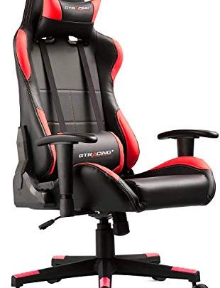 GTRACING Gaming Chair Ergonomic Racing Desk Chair PU Leather High-Back Adjustable Professional E-Sports Chair with Headrest and Lumbar Pillows GTBee…
