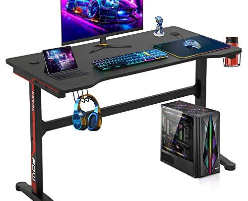 Computer Desk,Gaming Desk 45.2″/47.2‘’ Student PC Desk Office Desk Writing Desk Extra Large Modern Ergonomic Racing Style Table Workstation Carbon…