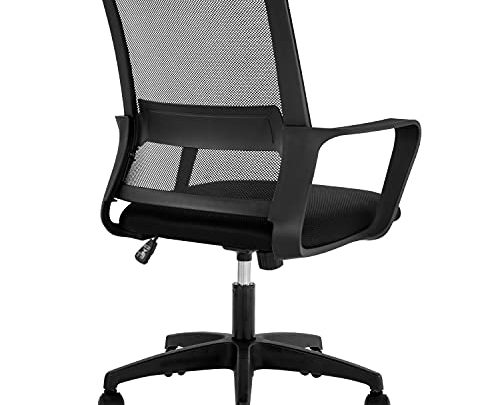 Office Chair Ergonomic Chair Mid Back Mesh Desk Chair Adjustable Height Swivel Mesh Chair Computer Chair with Armrest Lumbar Support,Black