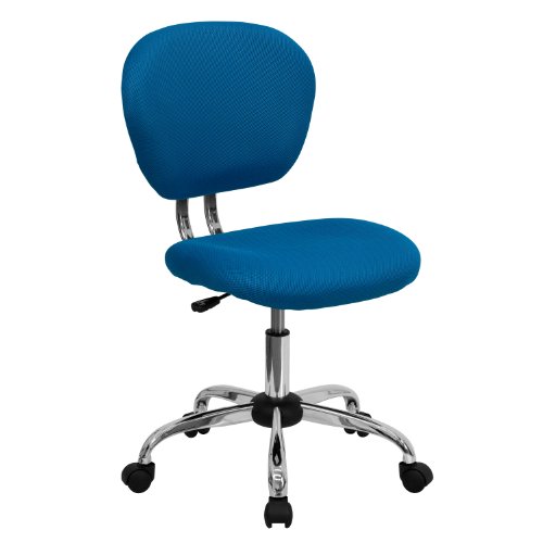 Flash Furniture Mid-Back Turquoise Mesh Padded Swivel Task Office Chair with Chrome Base