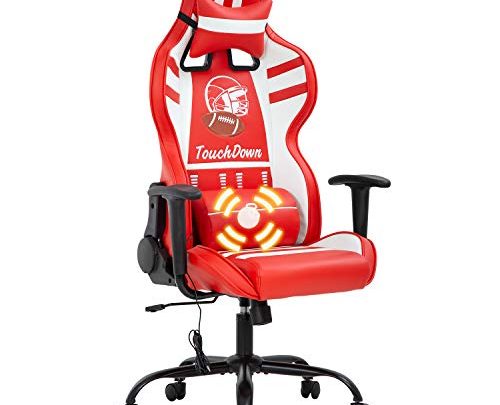 Gaming Chair Office Chair Racing Computer Chair with Lumbar Support Headrest Armrest Task Rolling Swivel Ergonomic PU Leather Adjustable Massage…