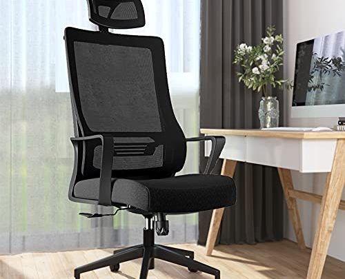 Ergonomic Office Chair Clearance，Mimoglad High Back Mesh Desk Chair with Adjustable Headrest, Height Adjustable Task Chair, Durable Cushion and Fabric…