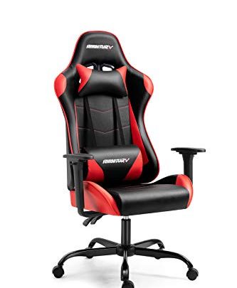 AMINITURE Gaming Chair Racing Style Office Computer Game Chair Adjustable Backrest and Seat Height Swivel Recliner Chair E-Sports Chair with…
