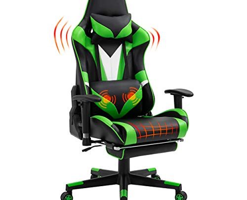 Scurrty Professional Gaming Chair Ergonomic Massage Gaming Chair High Back Office Chair Video PC Racing Reclining Gaming Chair With Footrest…