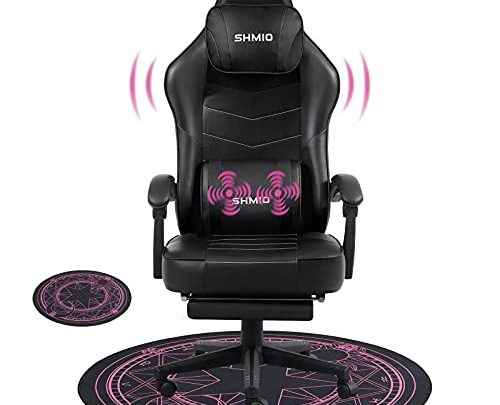 SHMIO Gaming Chair Office Chair with Massage Lumbar Support,Ergonomic Racing Style Chair with Footrest Computer Chair with Mat for Hardwood…