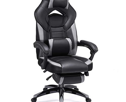 SONGMICS Office Ergonomic Executive Gaming Swivel Chair, Black Gray