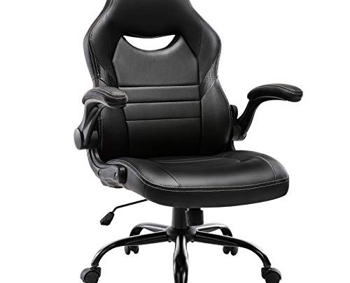 STARSPACE Flip-Up Arms Office Gaming Chair, Ergonomic Swivel Computer Racing Game Chair Adjustable Desk Task Chair (Black)