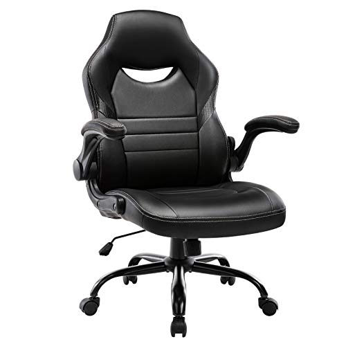 STARSPACE Flip-Up Arms Office Gaming Chair, Ergonomic Swivel Computer Racing Game Chair Adjustable Desk Task Chair (Black)