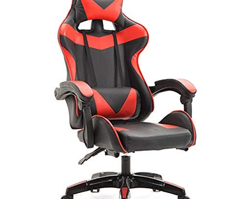 Gaming Chair Racing Style Ergonomic Office Chair High Back Computer Leather Chair with Headrest and Lumbar Pillow (Black)