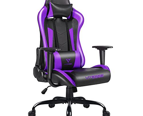 PUKAMI Gaming Chair Ergonomic Racing Chair High Back with Height Adjustable Computer Desk Chair with Lumbar Support and Headrest Swivel…