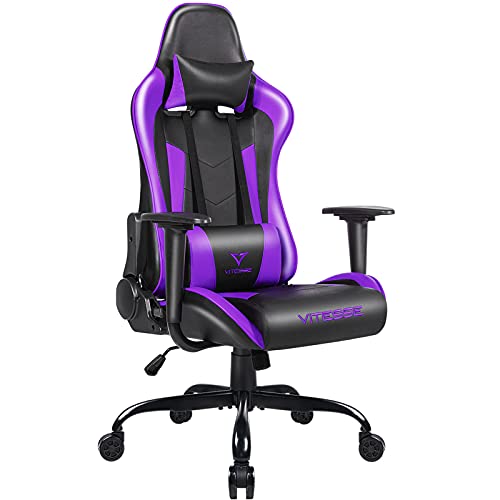 PUKAMI Gaming Chair Ergonomic Racing Chair High Back with Height Adjustable Computer Desk Chair with Lumbar Support and Headrest Swivel…