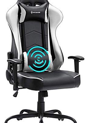 Massage Gaming Chair Racing Video Game Chair Computer Desk Office Chair Swivel Ergonomic Executive Bonded Leather Chair with Headrest Lumbar…