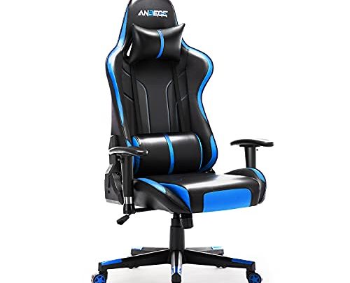 ANBEGE Gaming Chair Ergonomic Racing Style Game Chair Height Adjustable High Back with Massage Headrest and Lumbar Pillow Computer Chair…