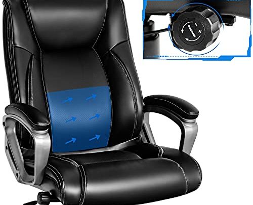 POWERSTONE Ergonomic Office Chair High Back Desk Chair Big and Tall Executive Chair Leather Swivel Computer Chair with Adjustable Lumbar…