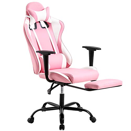 PC Gaming Chair Desk Chair Ergonomic Office Chair Executive High Back PU Leather Racing Computer Chair with Lumbar Support Footrest…