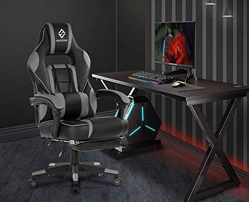 PEROINE Massage Gaming Chair – High Back PU Leather PC Racing Computer Desk Office Swivel Chair with Retractable Footrest and…