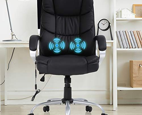 Ergonomic Office Chair Desk Chair Executive Chair with Back Support Headrest High Back Massasge Leather Computer Chair Height Adjustable Rolling…