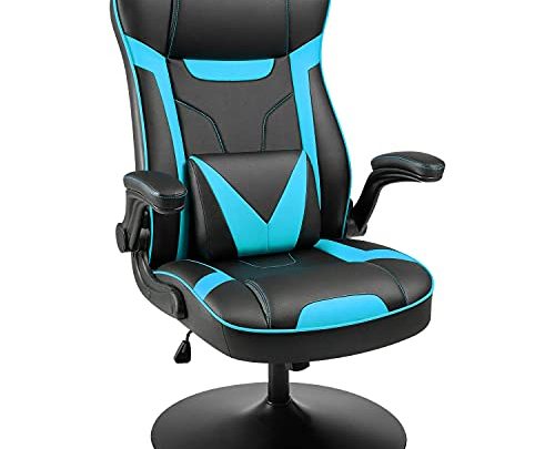 Furniwell Rocking Gaming Chair Rocker Racing Style Computer Chair Office Highback Leather Chair (Blue)