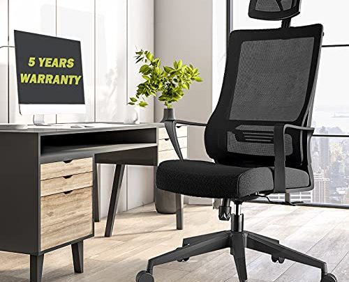 Mimoglad Ergonomic Office Chair, Desk Chairs High Back Computer Chairs, Mesh Task Chair with Adjustable Headrest and Seat Height, Thick…