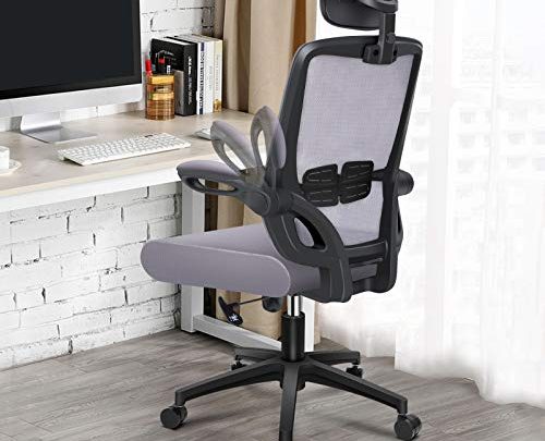 ENGBER Ergonomic Office Chair Home – Computer Desk Chairs Lumbar Support, Mesh High-Back Task Chair with Flit-up Arms
