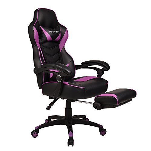 Gaming Chair for Adults with Footrest,High Back Swivel Computer Office Chair with Pillows and Lumber Support (Purple)