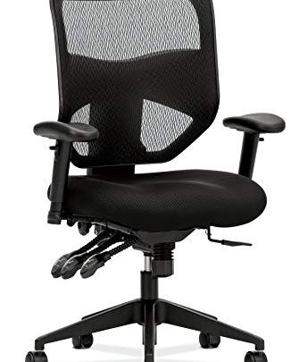 HON Prominent Mesh High-Back Task Chair, with Seat Glide and Height- and Width-Adjustable Arms, Asynchronous Control, Black