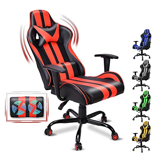 FERGHANA Ergonomic Gaming Chair,Racing Style Red Gaming Chair with Massage Lumbar Pillow,Seat Height Adjustable,160°Recliner Chair for Teens Adults Room Decor(Tango…