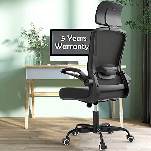 Office Chairs, Ergonomic Desk Chair with Adjustable Lumbar Support, BIFMA Passed Gaming Chair, High Back Mesh Computer Chair with Flip-up…