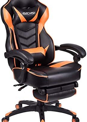 Racing Video Gaming Chair High Back Large Size Ergonomic Adjustable Swivel Reclining Executive Computer Gaming Chair with Headrest and Lumbar…