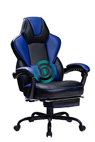 HEALGEN Gaming Chair with Footrest Ergonomic Racing Style Gaming Chair with Massage Lumbar Pillow Adjustable Swivel Computer Gaming Chair PU…