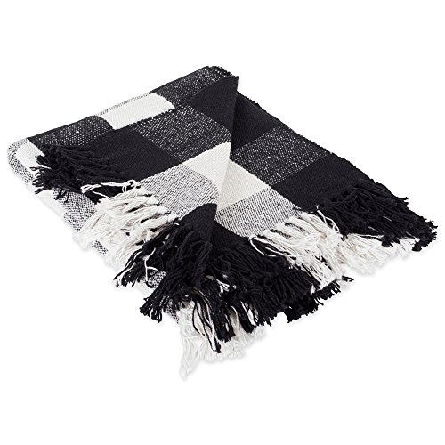 DII 100% Cotton Buffalo Check Throw for Indoor/Outdoor Use Camping Bbq’s Beaches Everyday Blanket, 50 x 60, Black and White