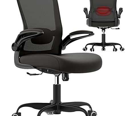 Office Chair, Ergonomic Desk Chair with Adjustable Lumbar Support & Seat Height, High Back Mesh Computer Chair with Flip-up Armrests-BIFMA…