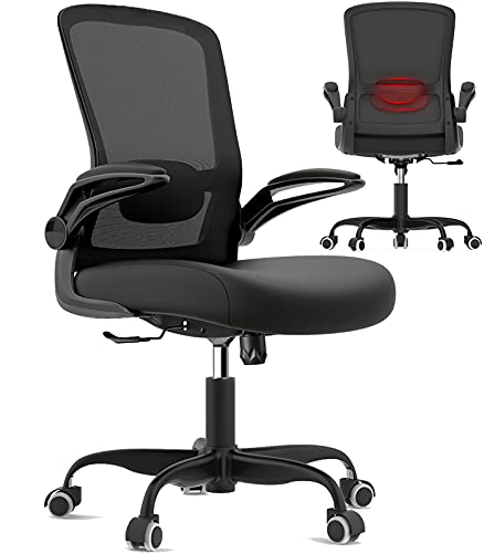 Office Chair, Ergonomic Desk Chair with Adjustable Lumbar Support & Seat Height, High Back Mesh Computer Chair with Flip-up Armrests-BIFMA…