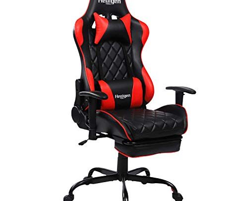 HEALGEN Gaming Chair Racing Style Gamer Chair Ergonomic Leather Video Game Chair High Back and Seat Height Adjustable Swivel Computer…